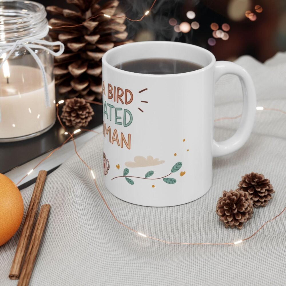 Whimsical yellow bird coffee lover ceramic mug
