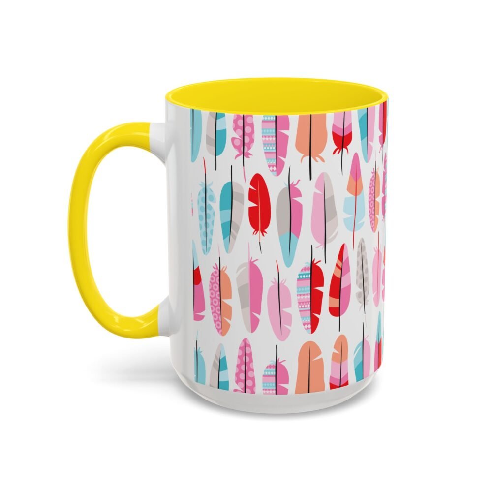 Colorful feather pattern ceramic coffee mug