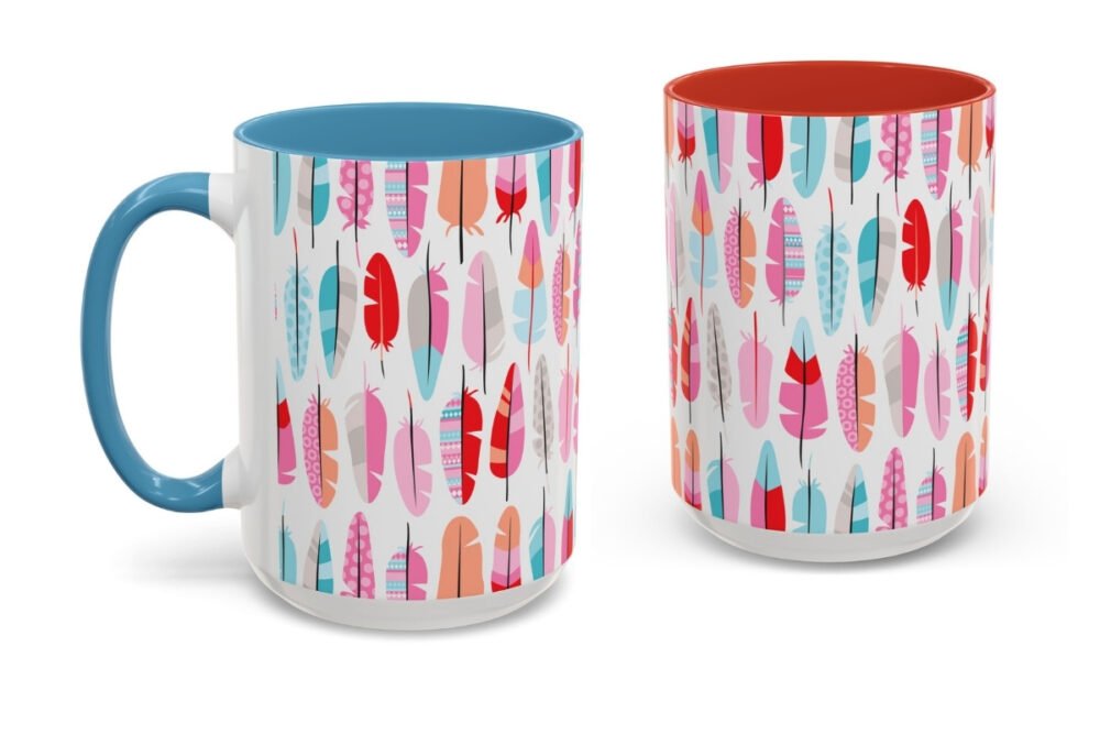 Vibrant Bohemian Feather Ceramic Mug