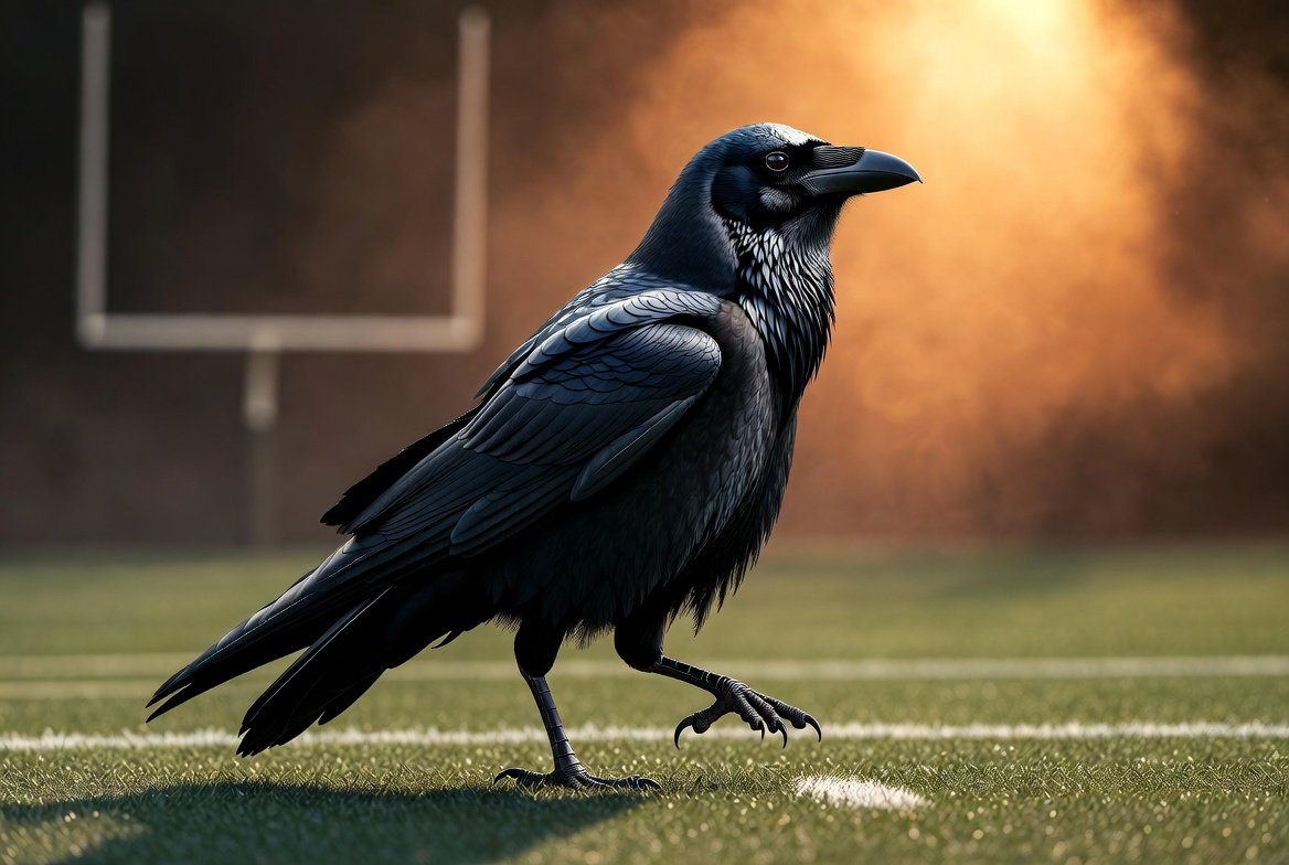 Intelligent raven perched confidently, symbolizing strategy and leadership