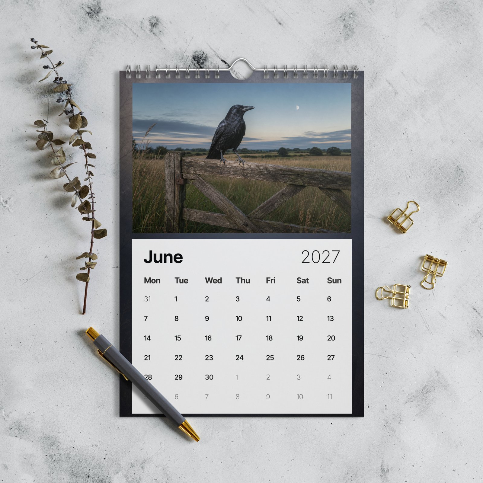 Crows & Moonlight 2027 Wall Calendar – Gothic Crow & Raven Art - Image 6