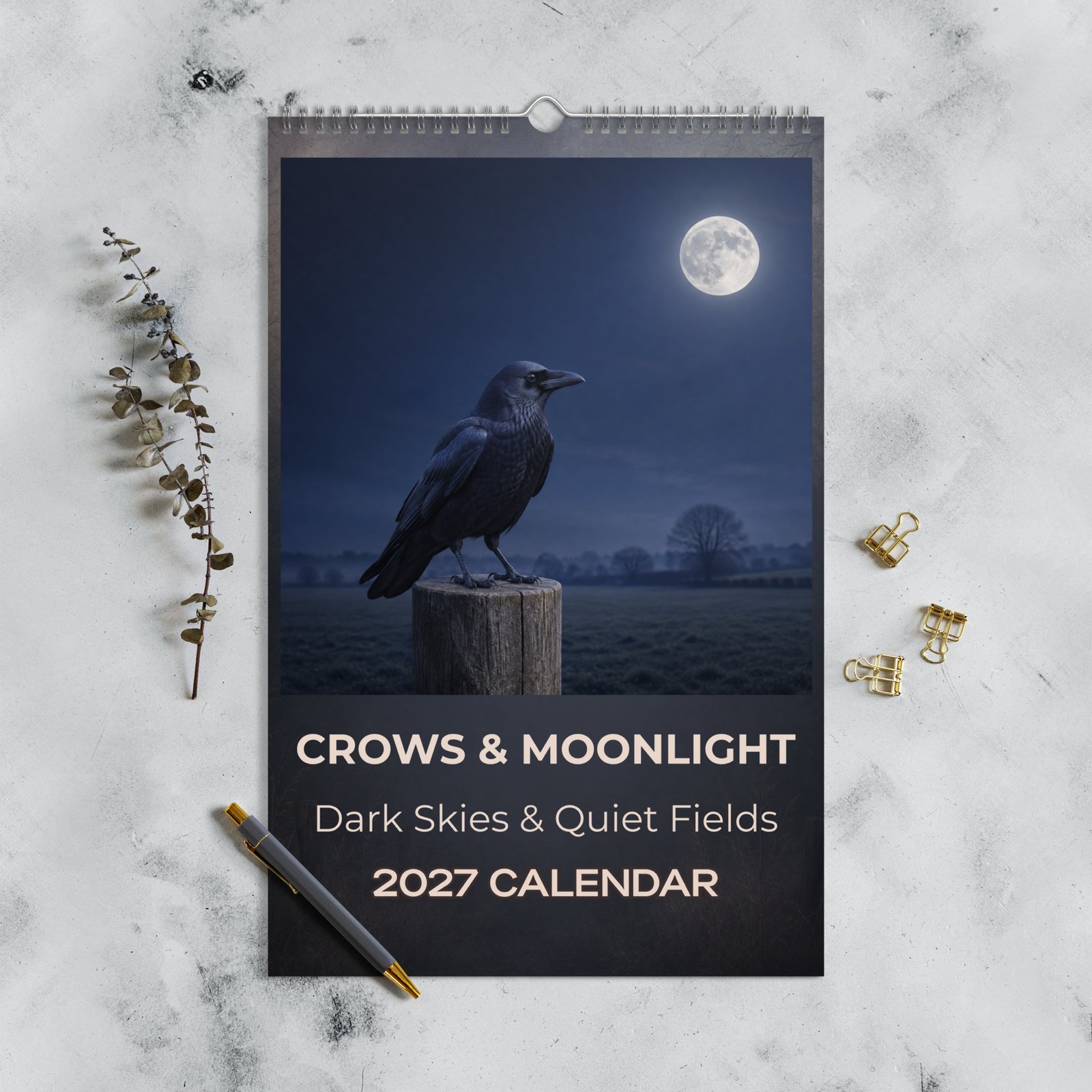 Crows & Moonlight 2027 Wall Calendar – Gothic Crow & Raven Art