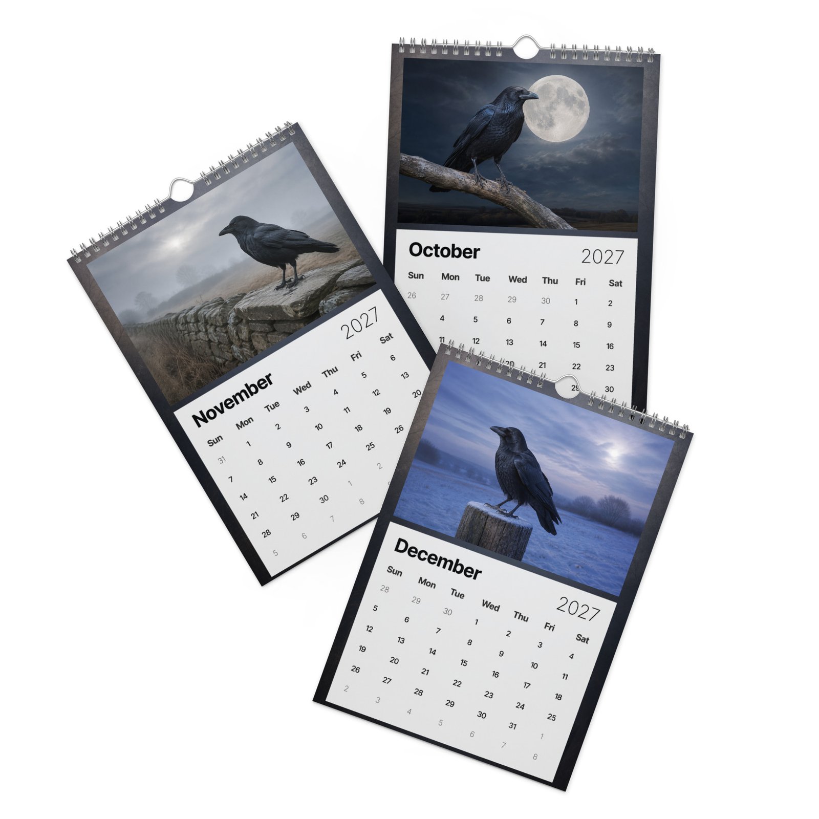Crows & Moonlight 2027 Wall Calendar – Gothic Crow & Raven Art - Image 2