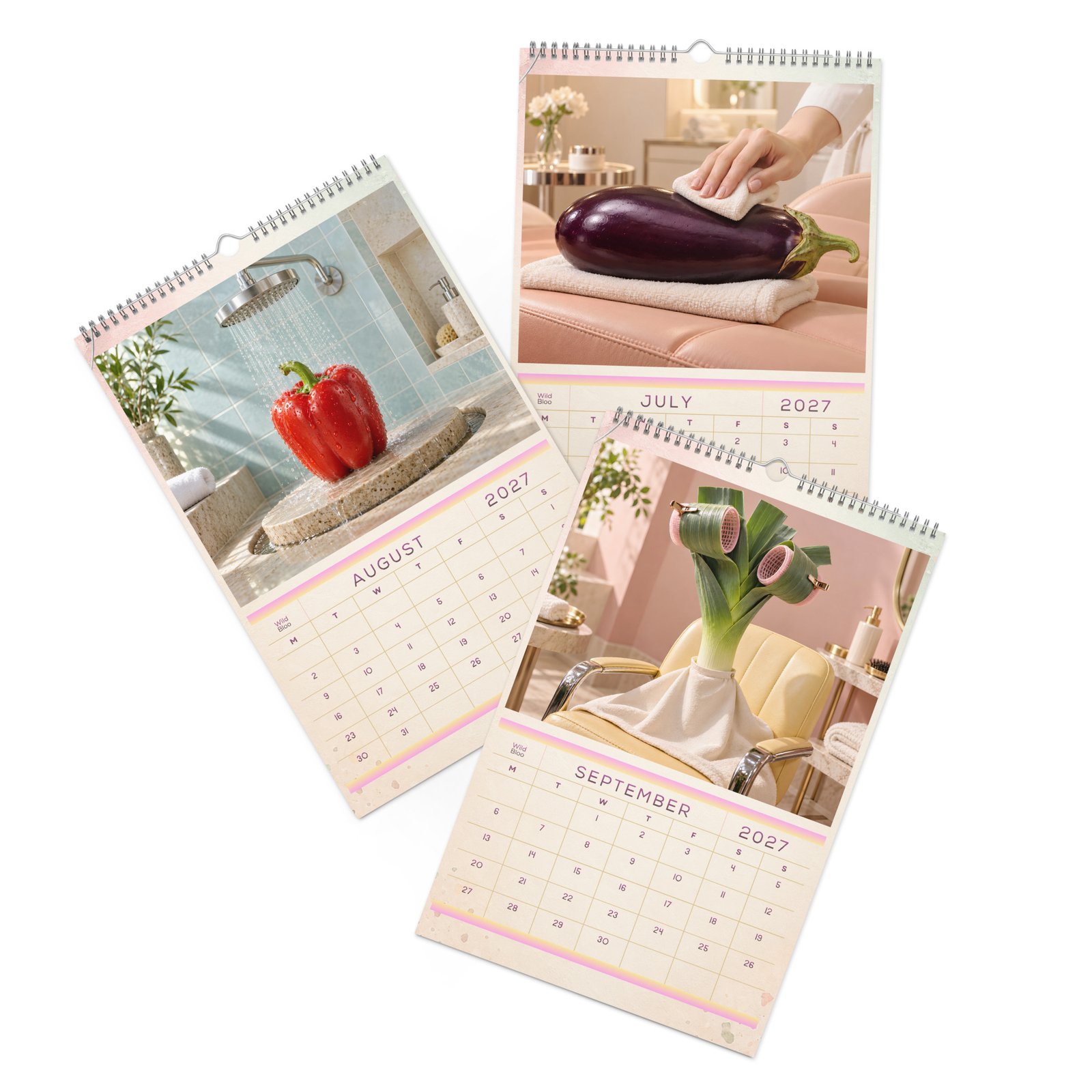 2027 Funny Vegetable Wall Calendar – Salon & Spa Scenes - Image 8