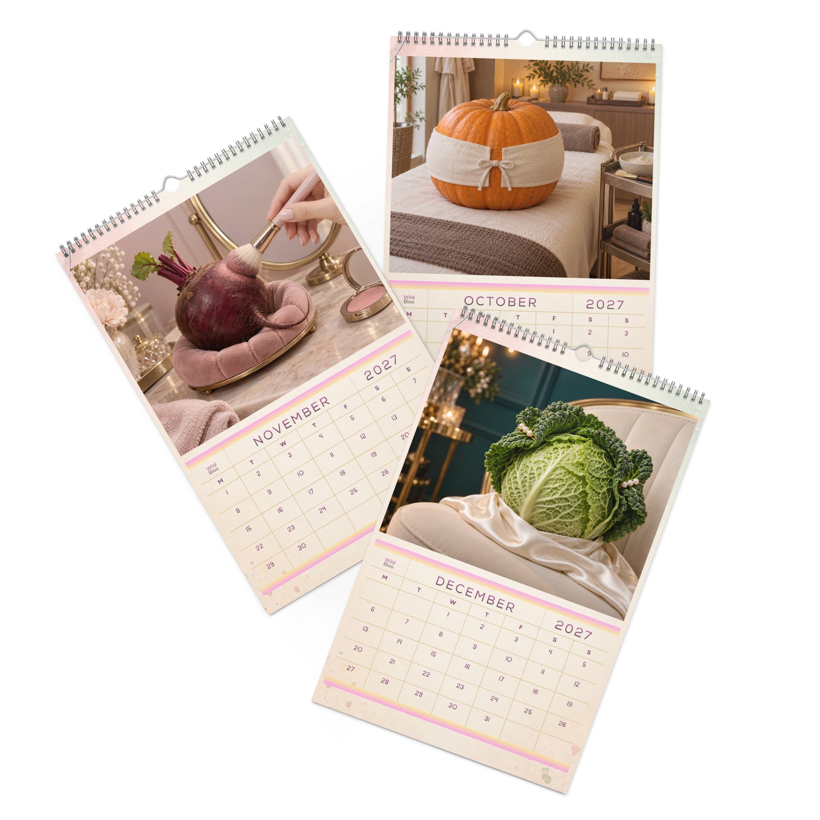 2027 Funny Vegetable Wall Calendar – Salon & Spa Scenes - Image 9