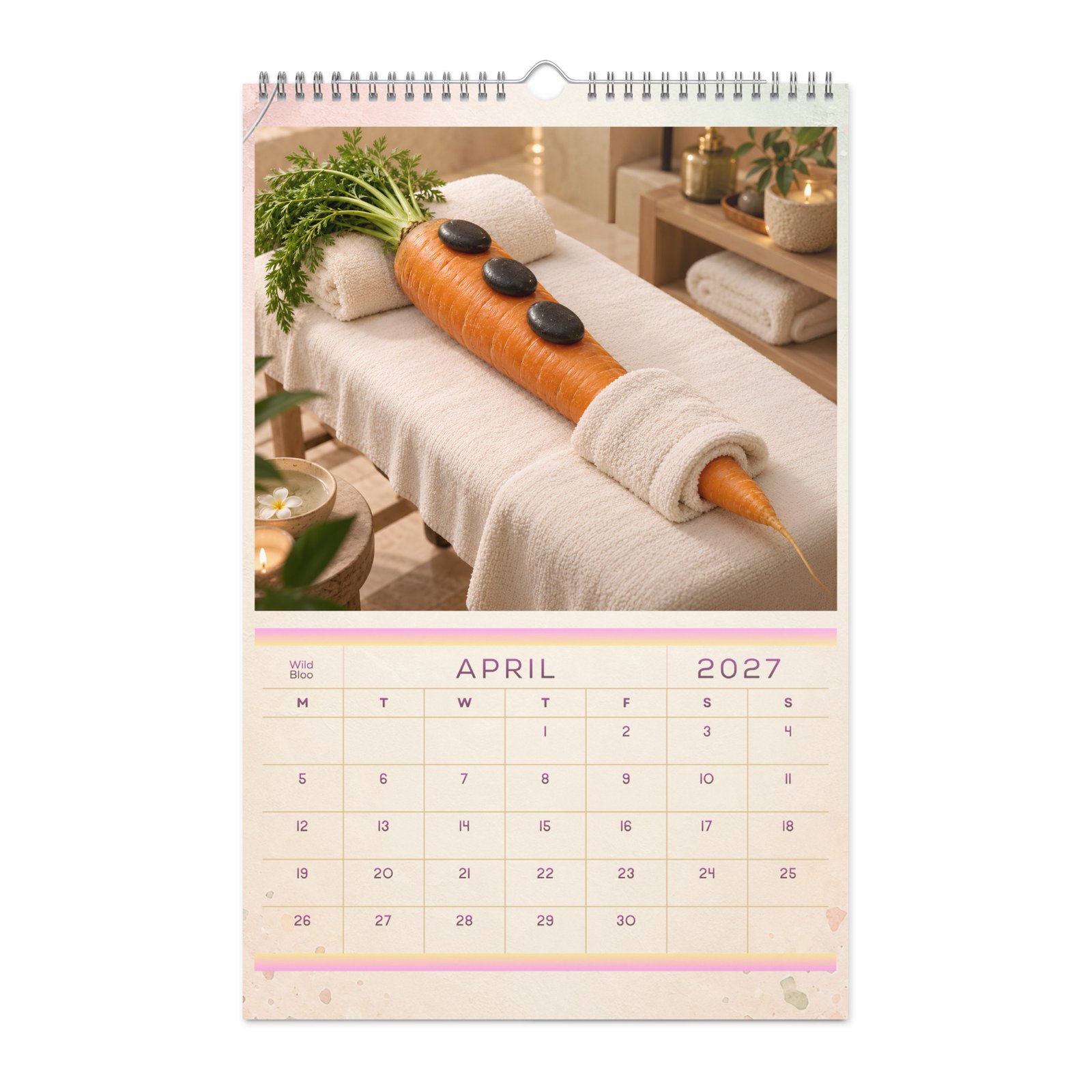 2027 Funny Vegetable Wall Calendar – Salon & Spa Scenes - Image 4