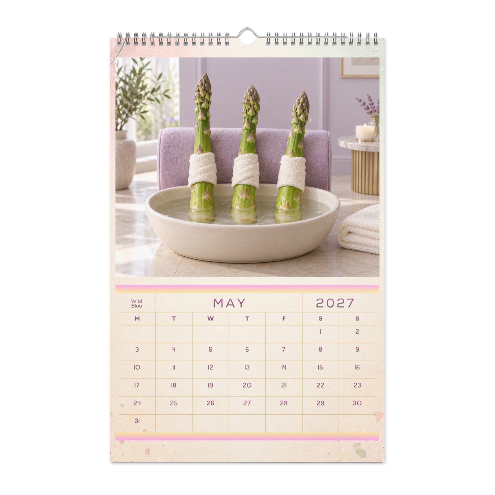 2027 Funny Vegetable Wall Calendar – Salon & Spa Scenes - Image 2