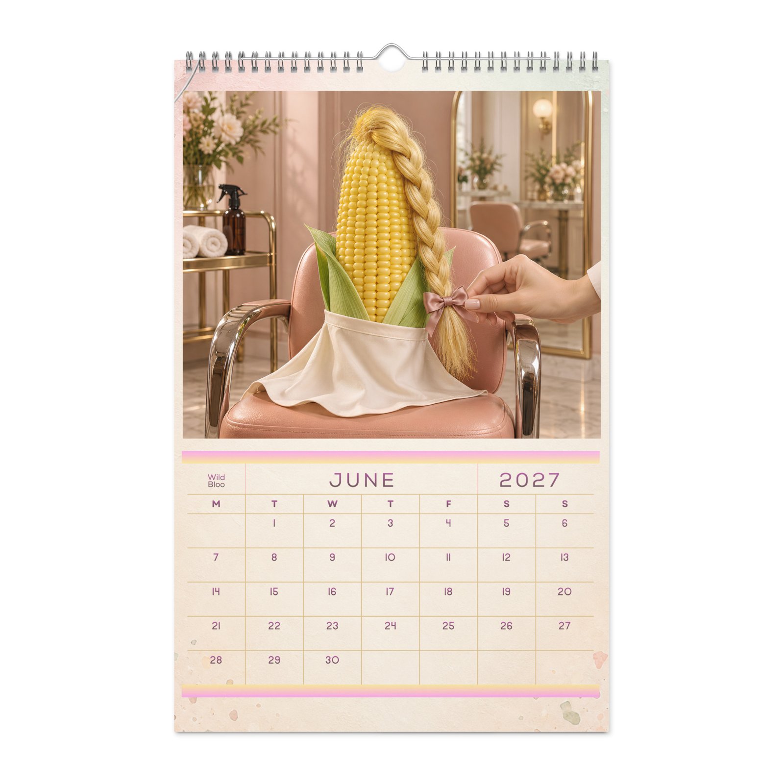 2027 Funny Vegetable Wall Calendar – Salon & Spa Scenes - Image 3