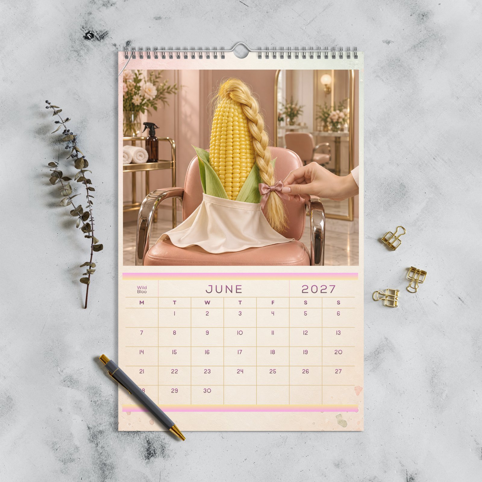 2027 Funny Vegetable Wall Calendar – Salon & Spa Scenes - Image 10