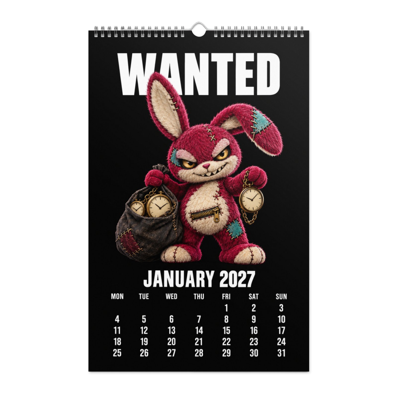 2027 Creepy Cute Wall Calendar – WANTED Plush Characters - Image 2