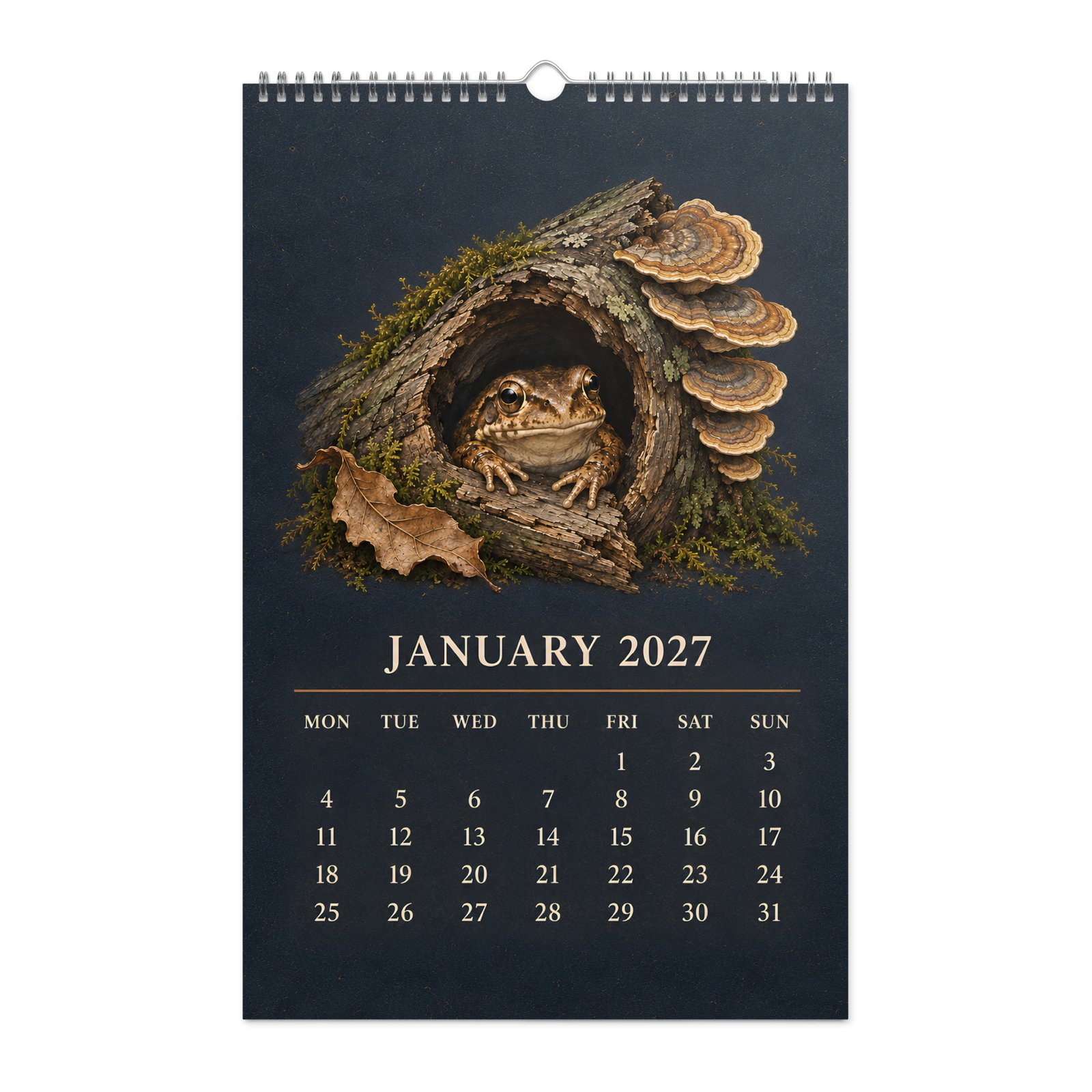 2027 Frog and Mushroom Wall Calendar – Frogs & Fungi - Image 2