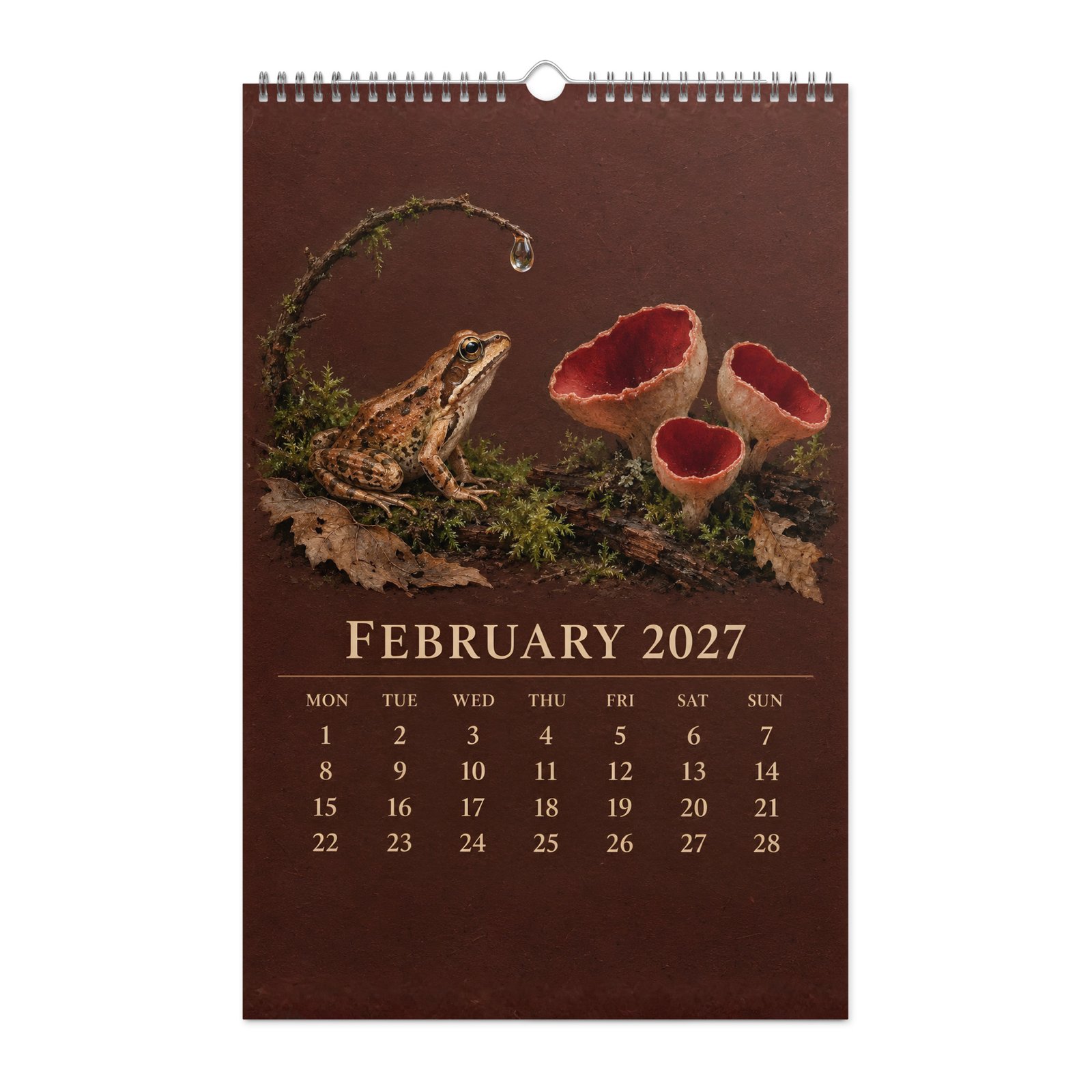 2027 Frog and Mushroom Wall Calendar – Frogs & Fungi - Image 3