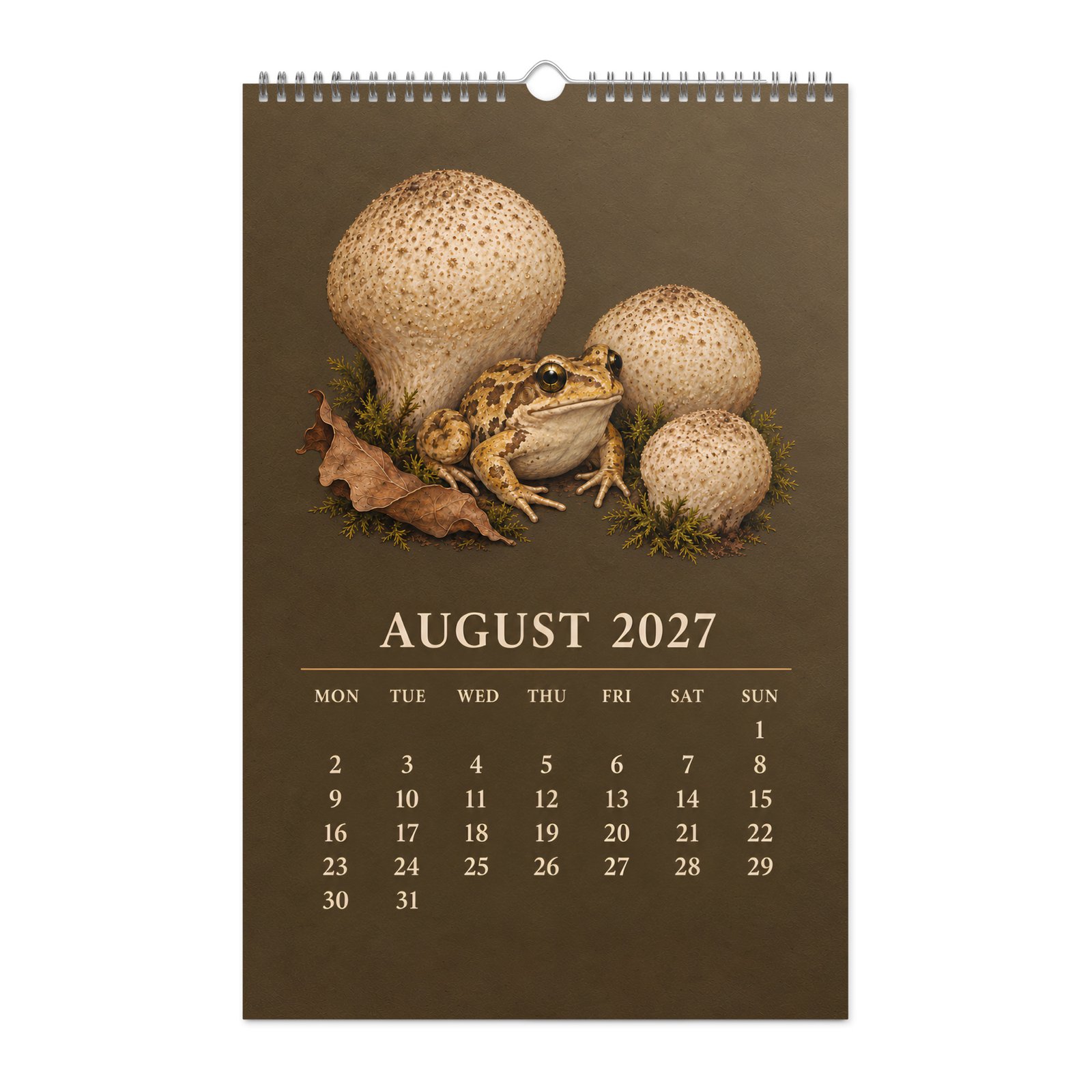 2027 Frog and Mushroom Wall Calendar – Frogs & Fungi - Image 4