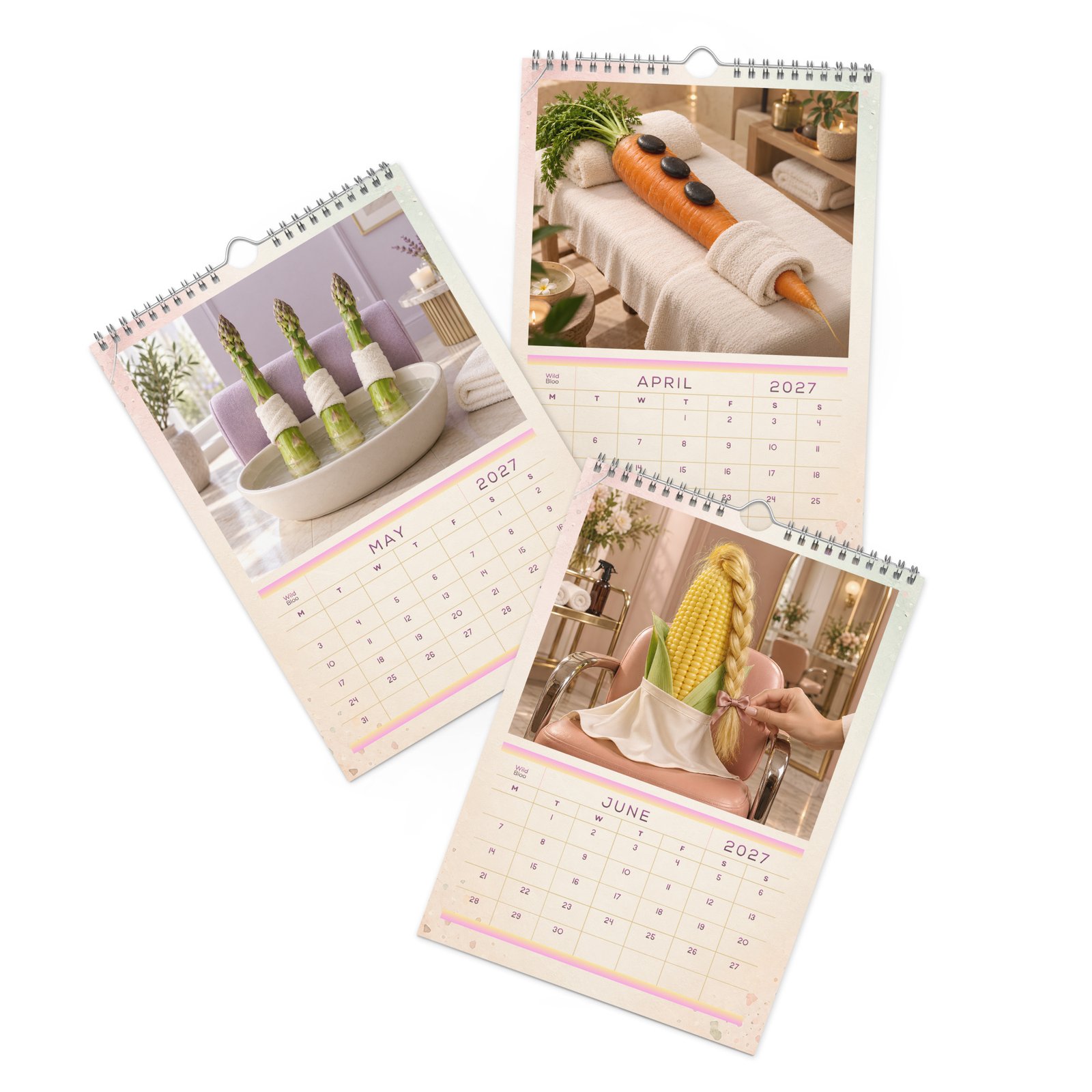 2027 Funny Vegetable Wall Calendar – Salon & Spa Scenes - Image 7