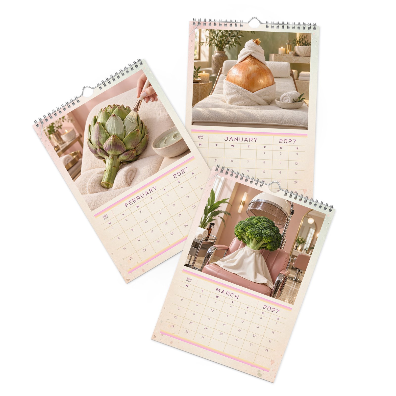 2027 Funny Vegetable Wall Calendar – Salon & Spa Scenes - Image 6